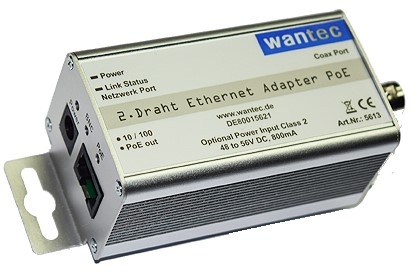 Wantec 2wIP 2-Draht BNC Adapter PoE 90 Mbits