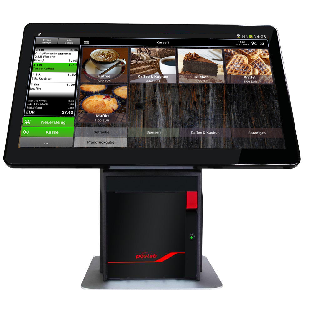 Poslab WP-8670 Android Touchsystem 15,6", RK3368, 2GB/16GB, inkl. integriertem 80 mm Bondrucker schwarz