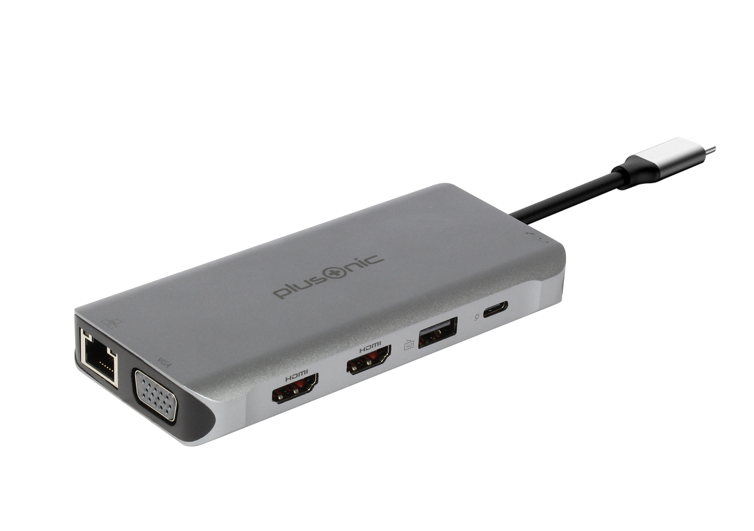 Plusonic USB-C Docking Adapter/Hub 8in1 with HDMI/VGA/LAN/USB