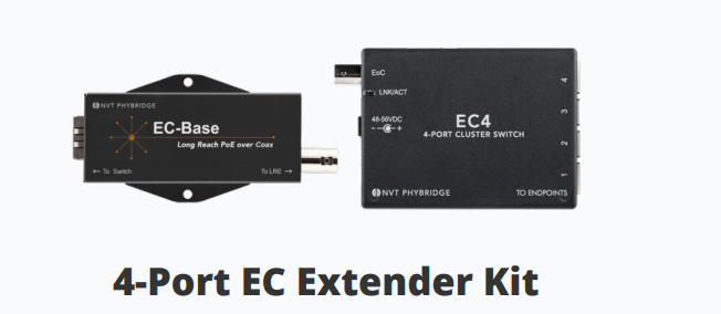 Phybridge Switch CLEER PoE over Coax  EC 4 Port Extender **Promo-KIT!**