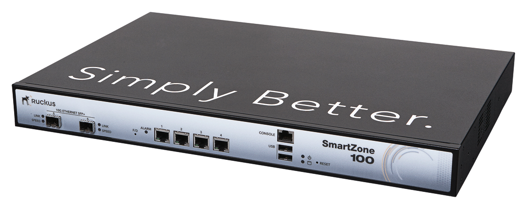 CommScope RUCKUS SmartZone 100 with 4 GigE ports, 90-day temporary access to licenses.
