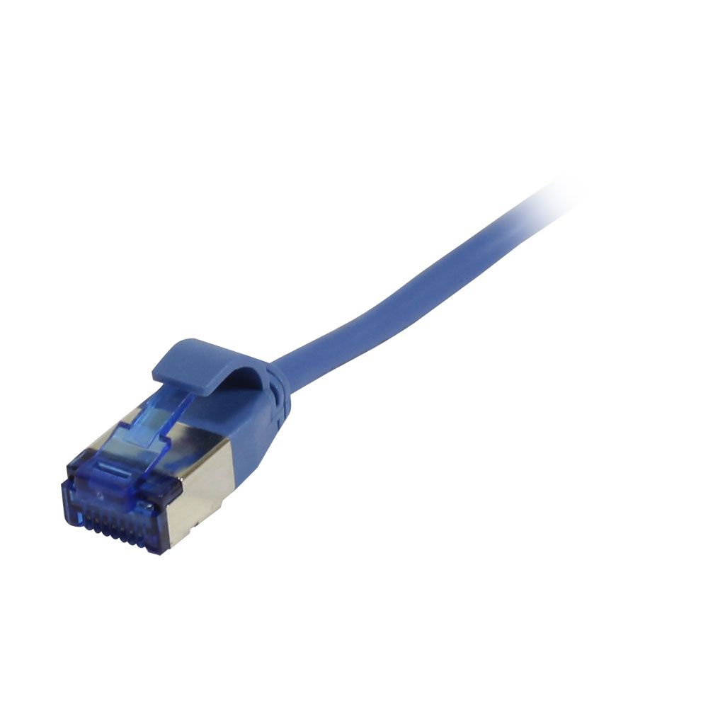 Patchkabel RJ45, CAT6A 500Mhz, 0.25m, blau, U/FTP, slimline rund d=3,8mm, TPE(Superflex), AWG32, Synergy 21