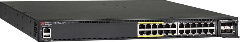 CommScope Ruckus Networks ICX 7450 Switch 24-port 1 GbE switch PoE&plus; bundle includes 4x10G SFP&plus; uplinks, 2x40G QSFP&plus;
