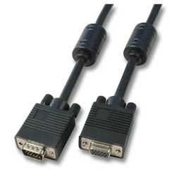 Kabel Video VGA, DSUB15, St/Bu, 10m, Schwarz,