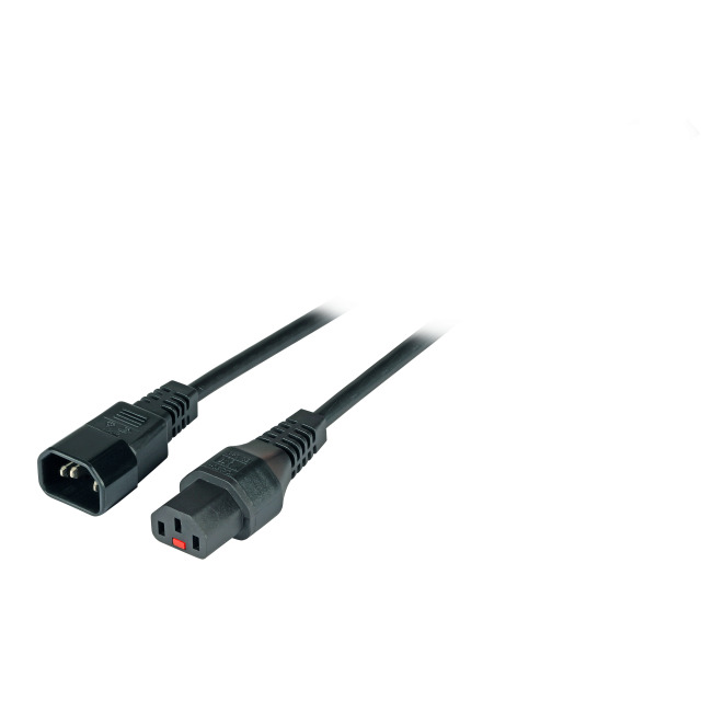 Netzkabel 230V Kaltgeräte IEC-C13(Buchse)/Kaltgeräte IEC-C14(Stecker), 1m, Lock,