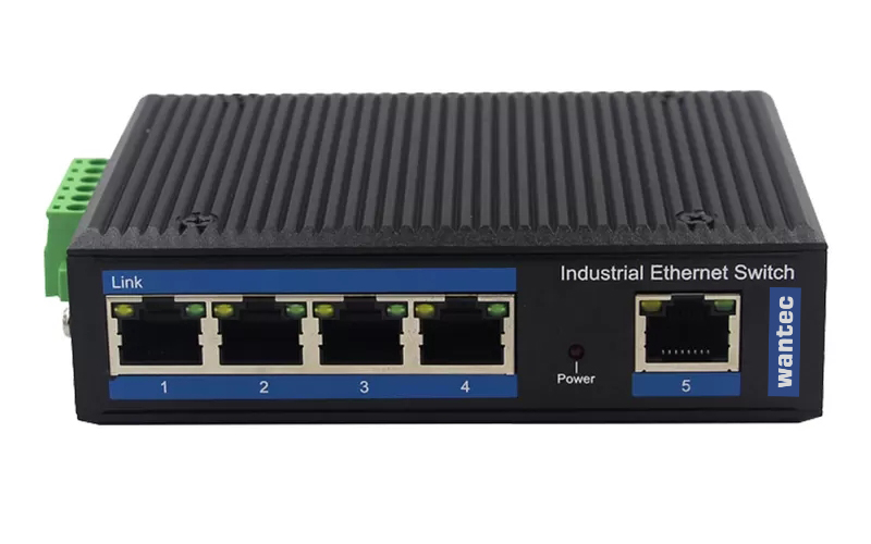 Wantec - Industrial Ethernet Switch für Hutschiene, 5 Port