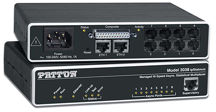 Patton 3038 High Speed 8 port RS-232 DCE Async. Stat Mux with X.21 comp; Internal UI