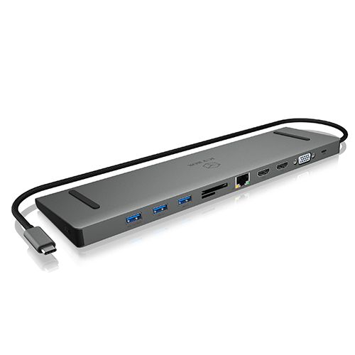 ICY Box Adapter, USB 3.1 C Docking Station -> 2xHDMI\VGA\USB A&plus;C/LAN/Kartenleser/Audio, IB-DK2106-C,