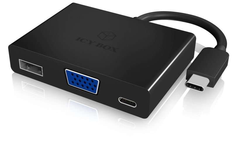 ICY Box Adapter, USB TypC auf USB 3.0/VGA/USB Type-C? Stromeingangsschnittstelle, IB-DK4032-CPD,