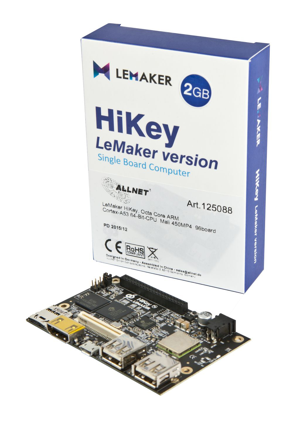 LeMaker HiKey 2GB, Octa Core ARM Cortex-A53 64-Bit-CPU, Mali 450MP4, 96board
