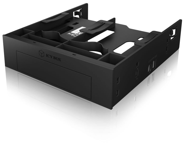 ICY Box Konverter, SATA/SSD 2x2,5"&plus;1x3,5", Black, in einem 5,25" Einbauschacht, IB-5251 ,
