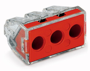 Wago Serie 773-173 - 3-Leiter-Klemme (50 Stück) transparent, Deckel rot