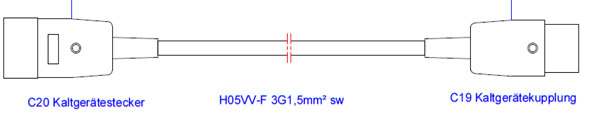 Bachmann Kabel, Verlängerung, Dose(C20)->Stecker(C19),  2.0m,