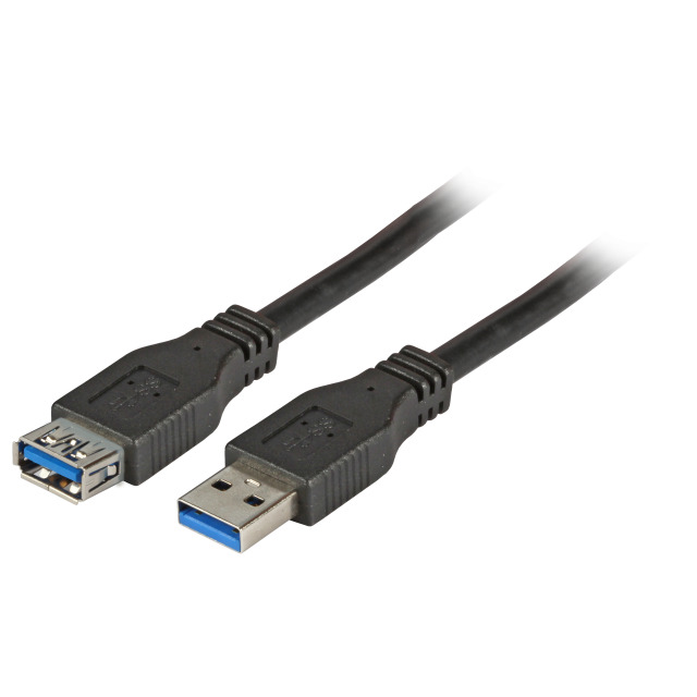 Kabel USB3.0, 5m, A(St)/A(Bu); Verlängerung, schwarz, Premium