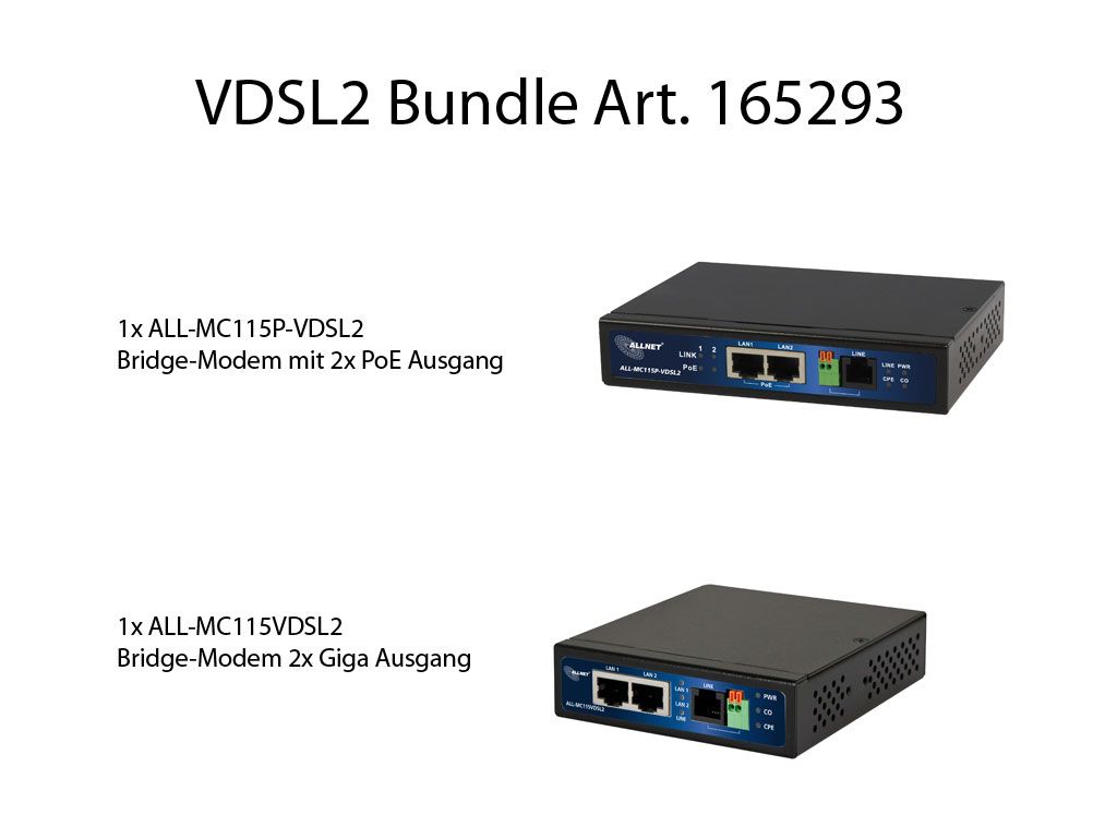 ALLNET ALL-MC115-VDSL2 & ALL-MC115P-VDSL / 100 Mbit Mini VDSL2 Modem "Bundle" "KEIN ISP BRIDGE-MODEM"