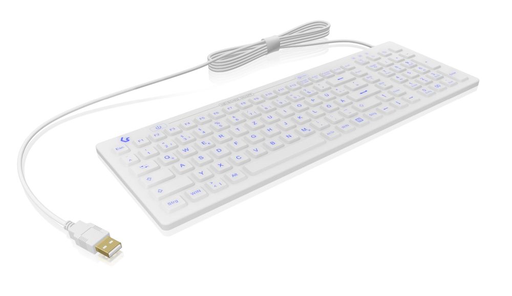 Keysonic Tastatur, USB, Kompakt Hygiene Industrietastatur für Windows®, weiss, KSK-6031INEL-WH,