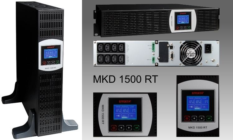 Effekta Online-USV, 1500VA,  60min.LCD-Display, MKD1500RTXL, Tower/19", 6HE,